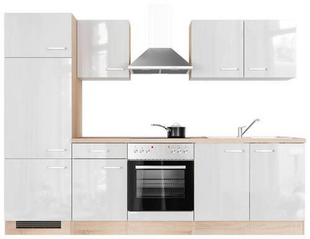 Kuhinjski Blok Z Aparati Valero, Bela, Barva Hrasta - barve nerjavečega jekla/bela, Moderno, kovina/leseni material (270cm) - FlexWell