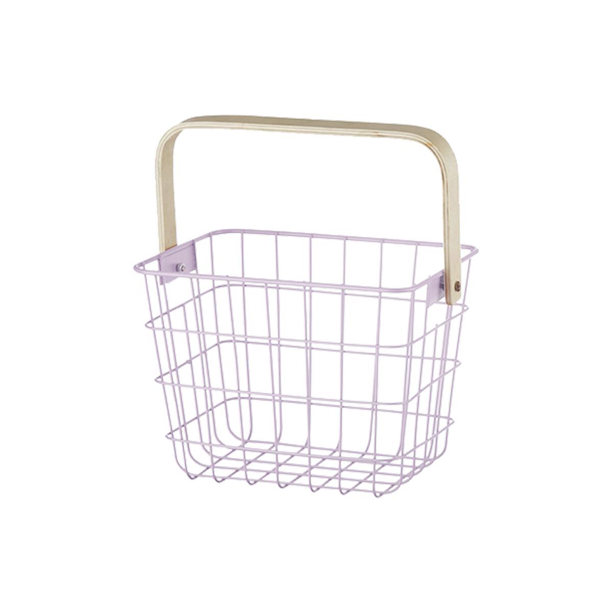 Korb Linus Naturfarben/Flieder - Flieder/Naturfarben, Holz/Metall (20/15/15cm) - Mömax