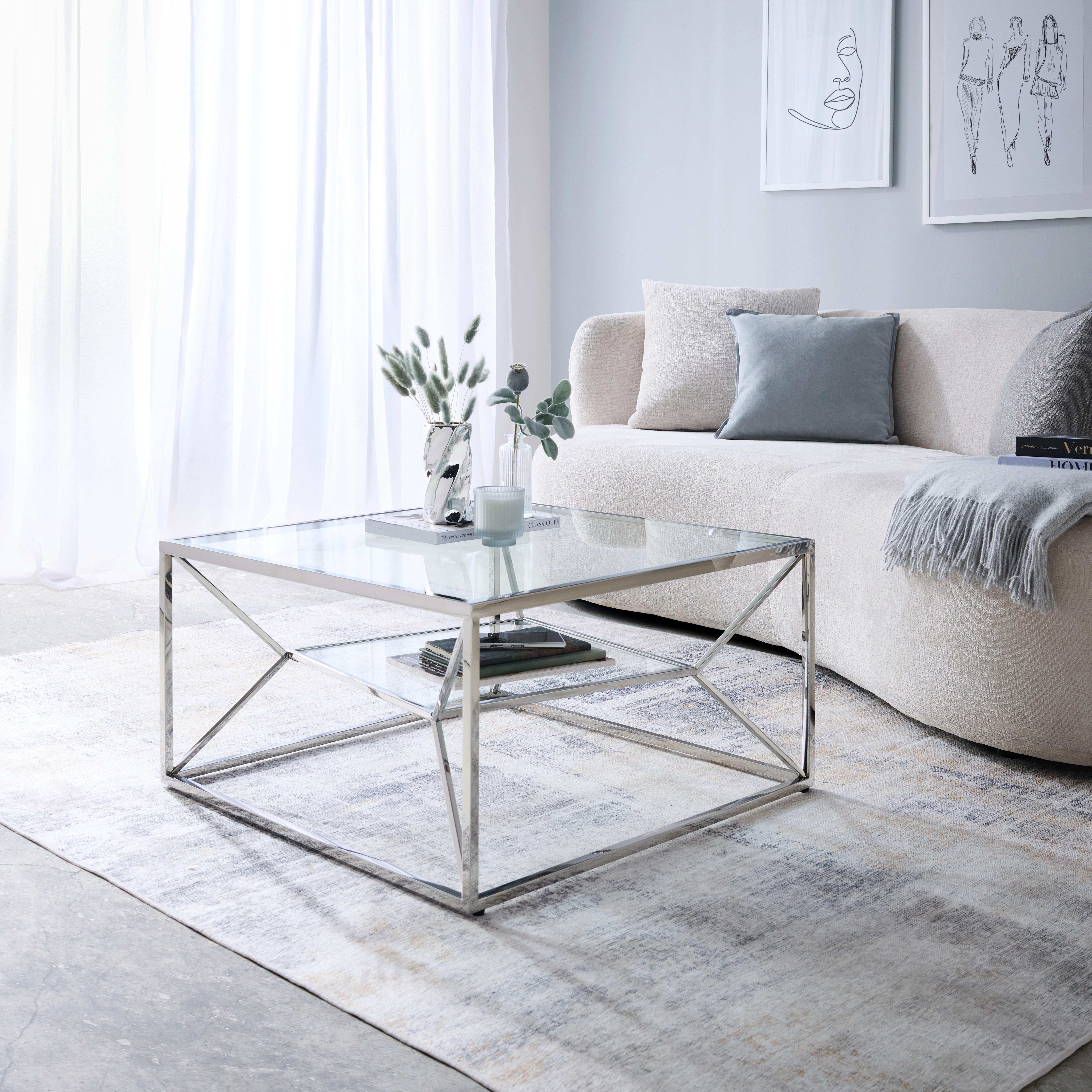 SOFFBORD ANGEL II - kromfärg, Modern, metall/glas (70/70/38cm) - Mömax