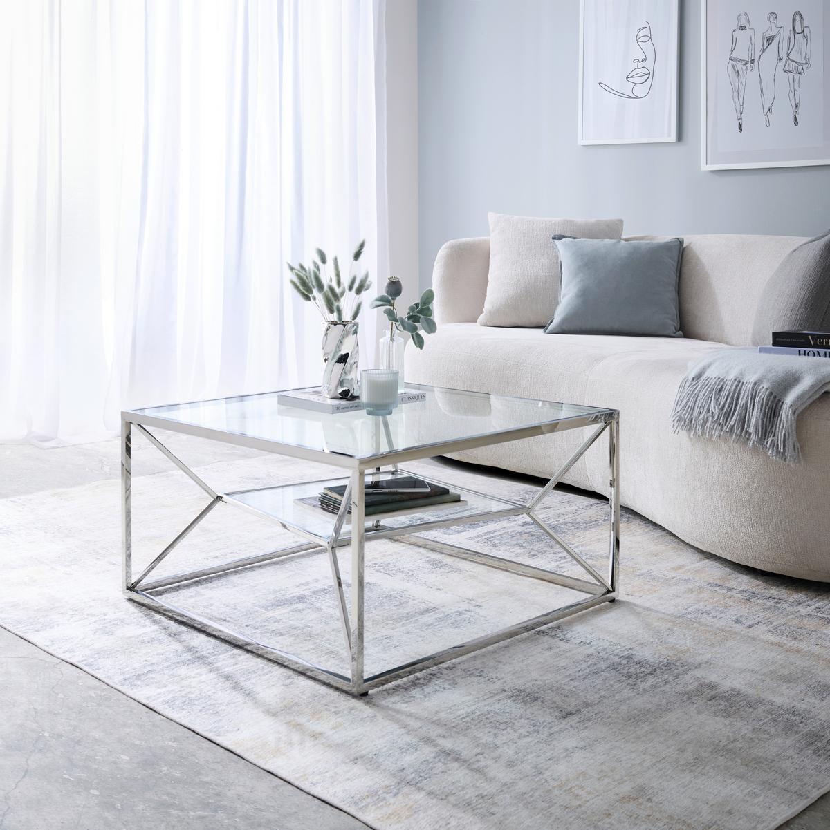 Couchtisch Angel II Chromfarben - Chromfarben, Modern, Glas/Metall (70/70/38cm) - Mömax