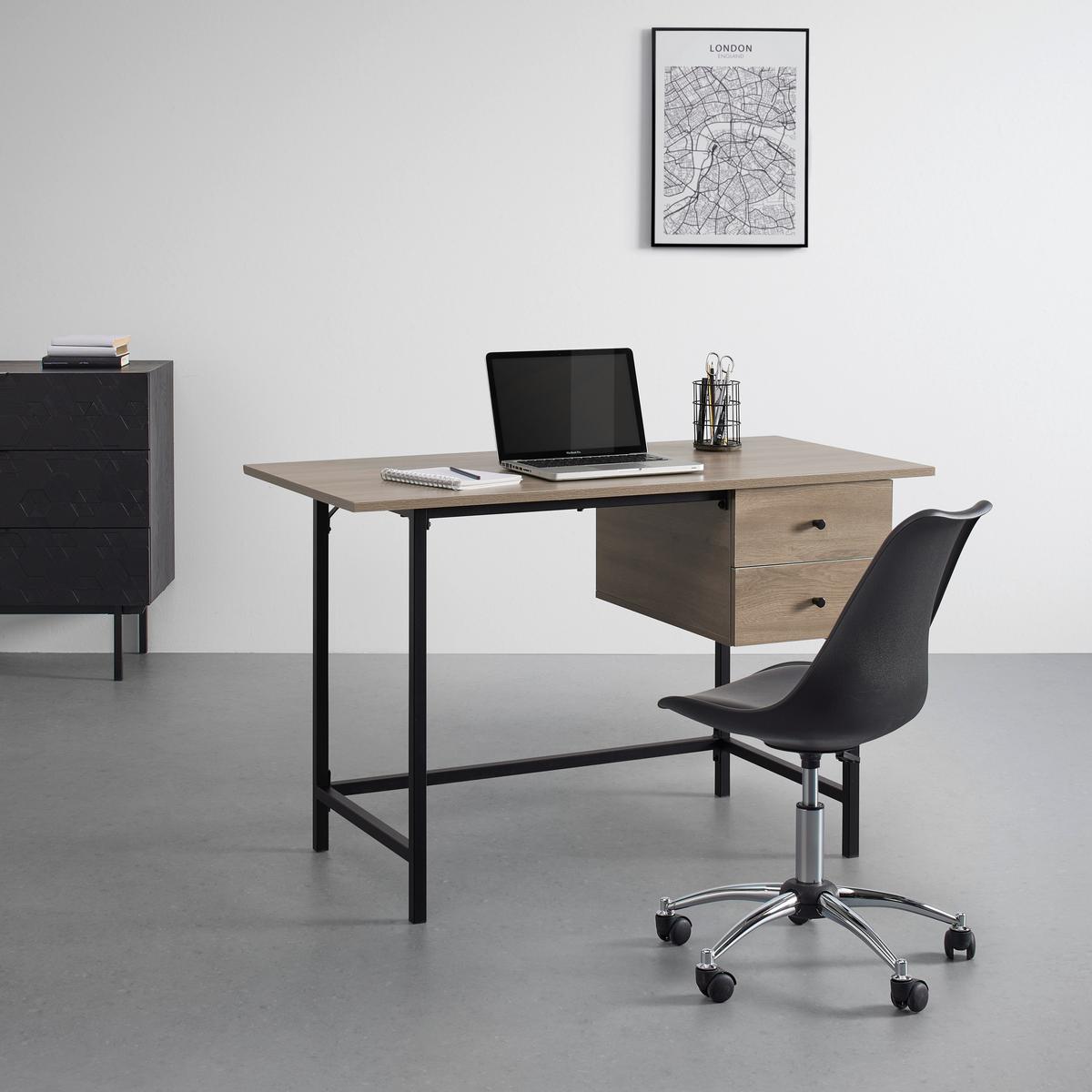 Schreibtisch Donetta Walnuss MDF ca. 120x60 cm - Walnussfarben/Schwarz, MODERN, Kunststoff/Metall (120/60/75cm) - Bessagi Home