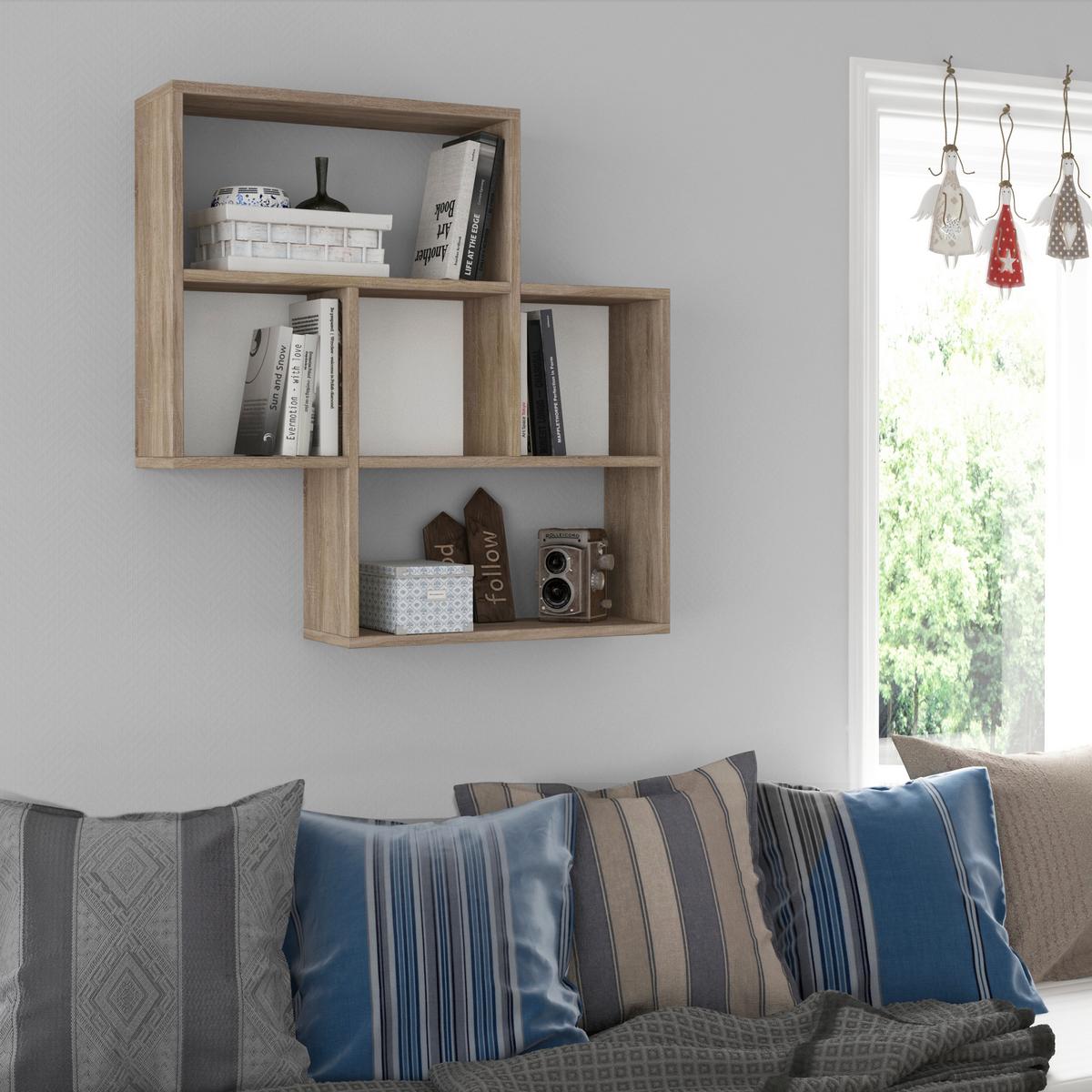 Wandregal Maybe ca. 85x85x20 cm Eiche/Weiß - Eichefarben/Weiß, Design, Holzwerkstoff (85/85cm) - Livetastic