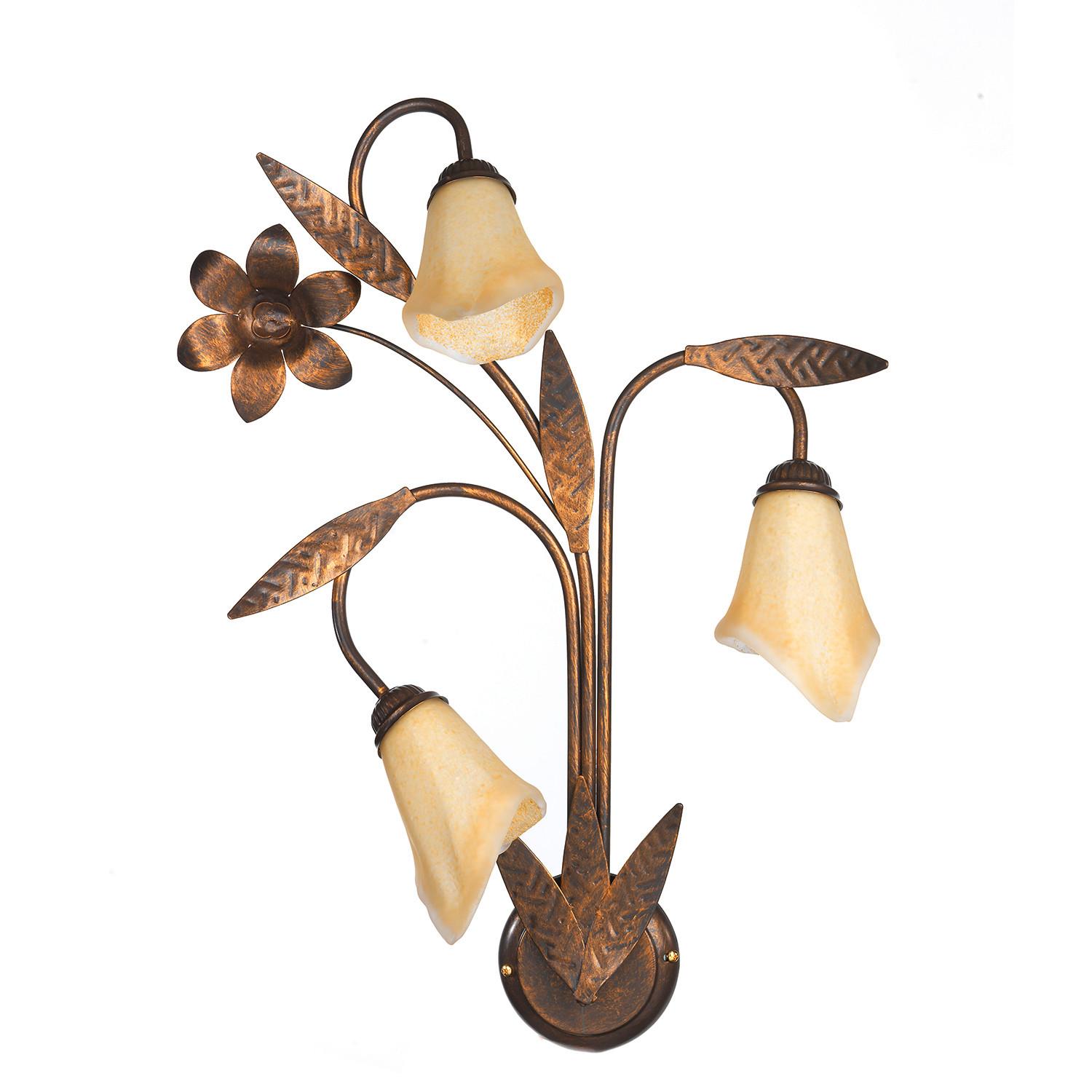 Wandleuchte Alga Bronzefarben max. 6 Watt - Bronzefarben, KONVENTIONELL, Glas/Metall (40/24/70cm)