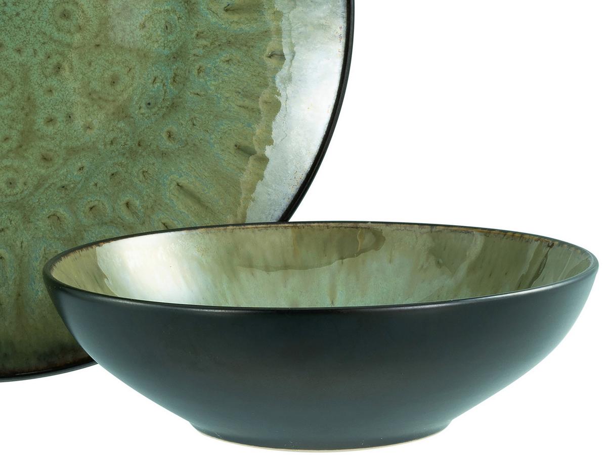 Jedilni Servis Jawa Green, 12-Delni - črna/zelena, Basics, keramika - Creatable