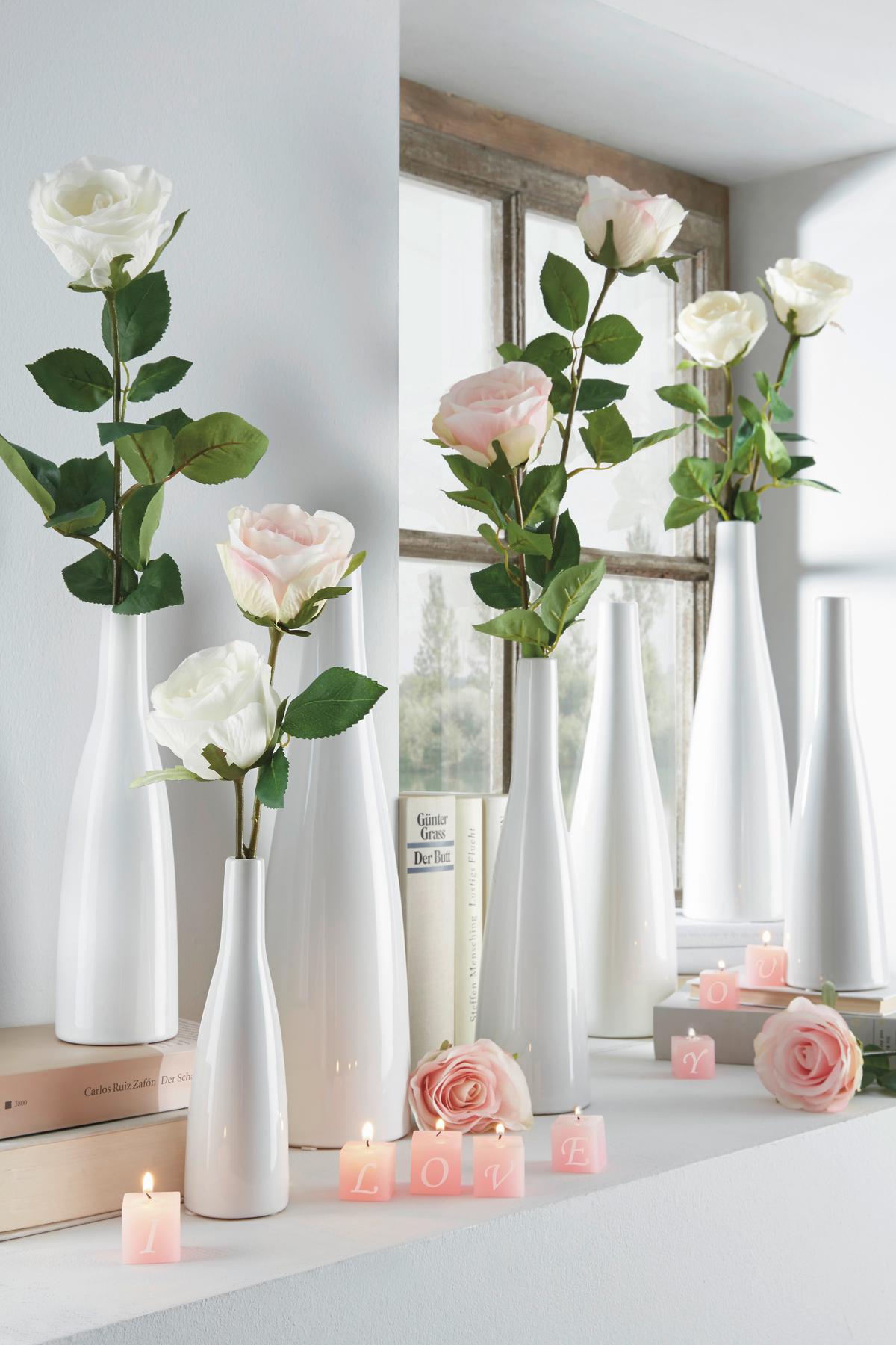 Vase Plancio II Weiß - Weiß, MODERN, Keramik (7,5/27cm) - Modern Living