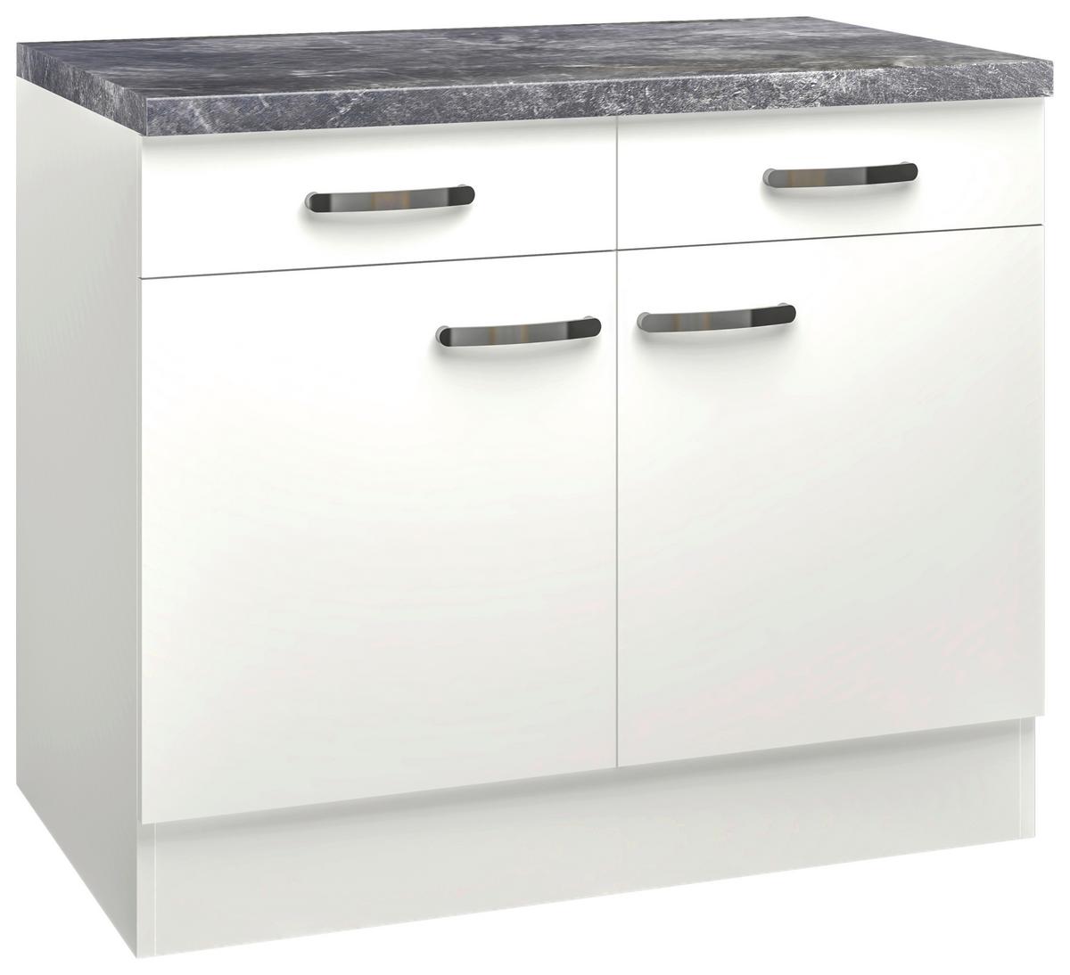 KÜCHENUNTERSCHRANK ALBA US 100 - Schieferfarben/Edelstahlfarben, MODERN, Holzwerkstoff/Metall (100/86/60cm) - FlexWell