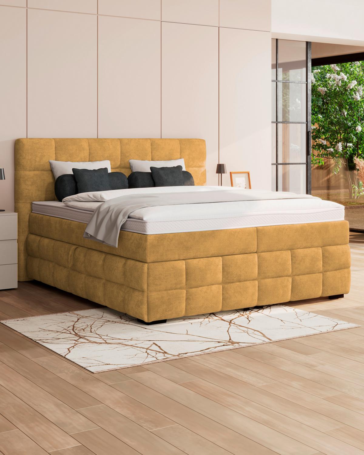 PAT BOX VEGA - auriu/verde, Trend, lemn/textil (160/200cm) - Modern Living