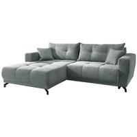 Wohnlandschaft Restato Hellblau Cord - Schwarz/Hellblau, MODERN, Holz/Textil (177/246cm) - MID.YOU