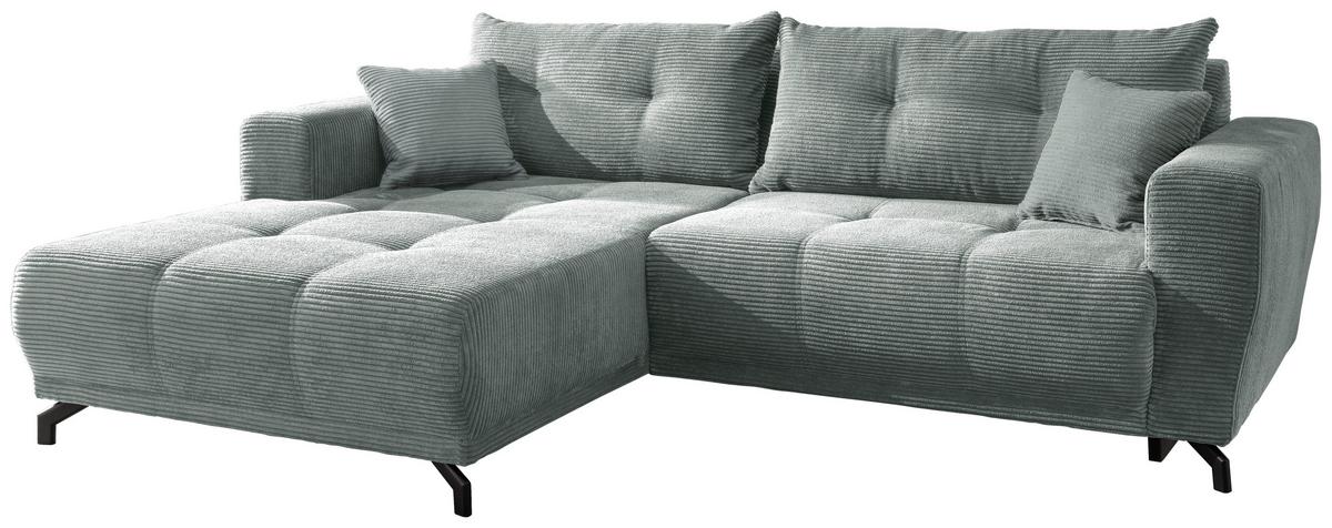 Wohnlandschaft Restato Hellblau Cord - Schwarz/Hellblau, MODERN, Holz/Textil (177/246cm) - MID.YOU