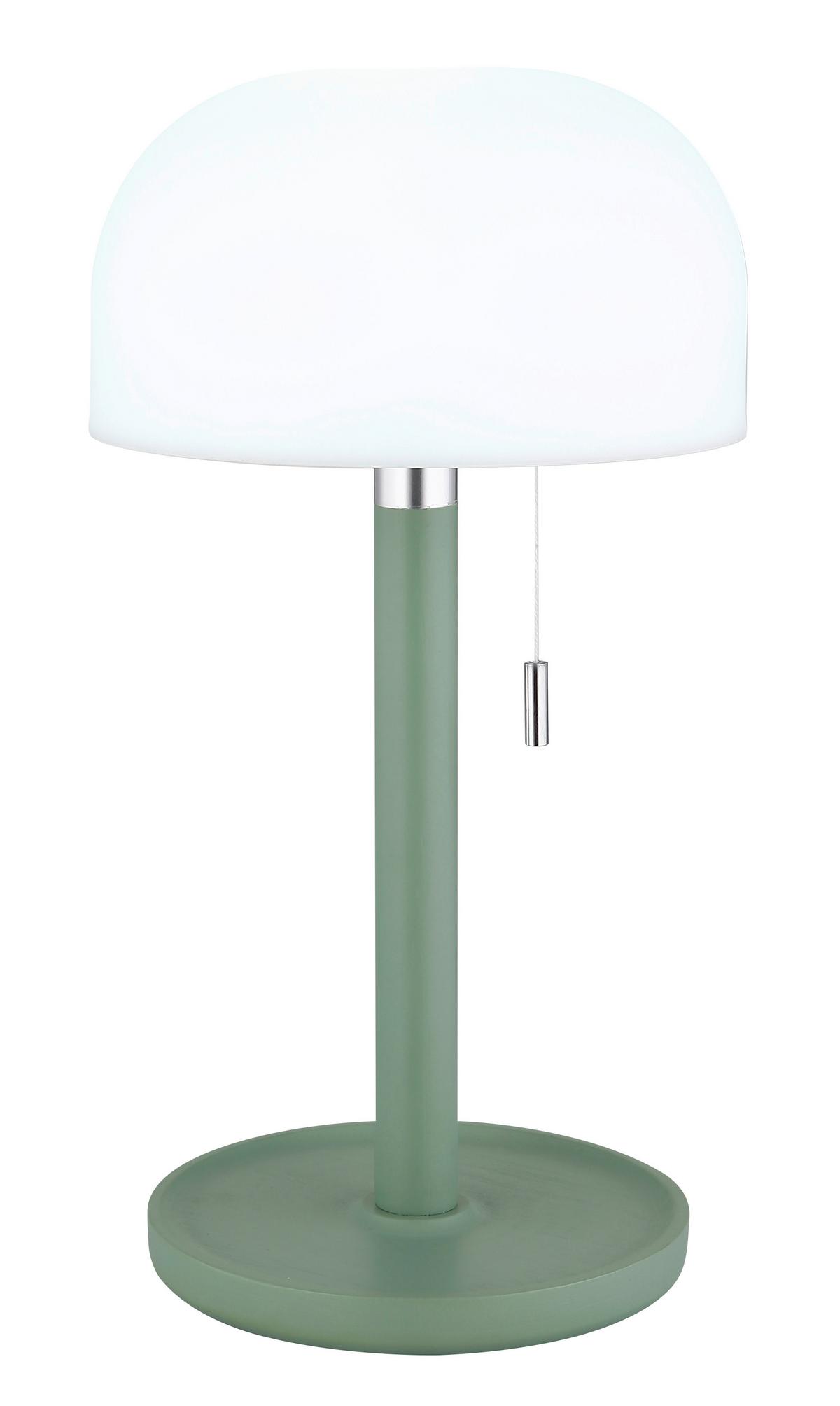 AKKU-TISCHLEUCHTE NORMAN - Weiss/Opal, Trend, Holz/Kunststoff (15/28cm) - Globo