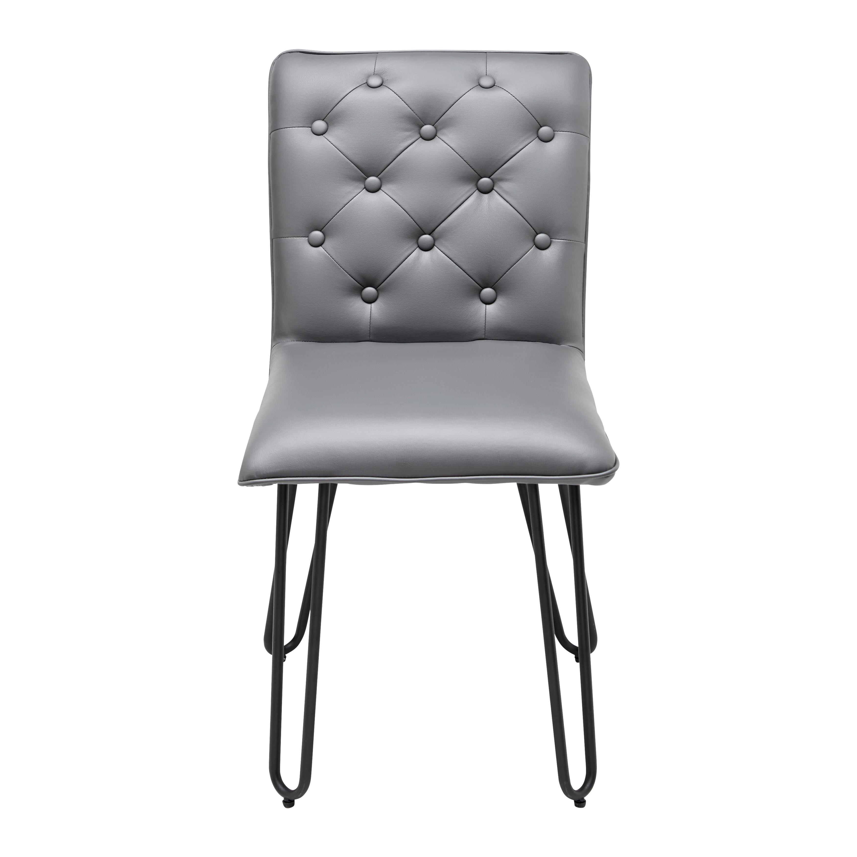 Stuhl "Ivie", Lederlook, grau, Gepolstert - Schwarz/Grau, MODERN, Holz/Textil (43/86/62cm) - Bessagi Home