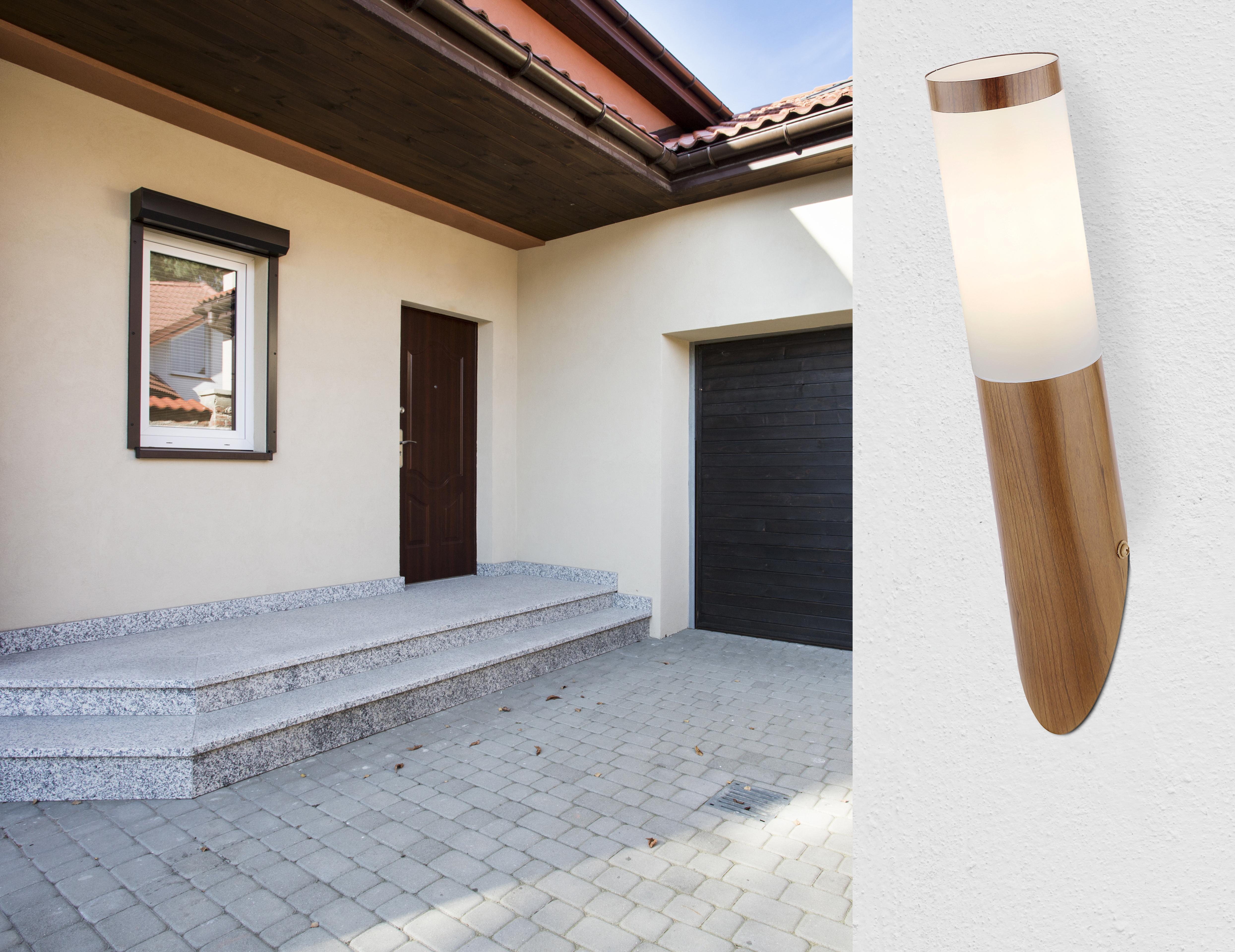 AUSSENWANDLEUCHTE 3157W - Opal/Braun, Basics, Kunststoff/Metall (7,6/39cm) - Globo
