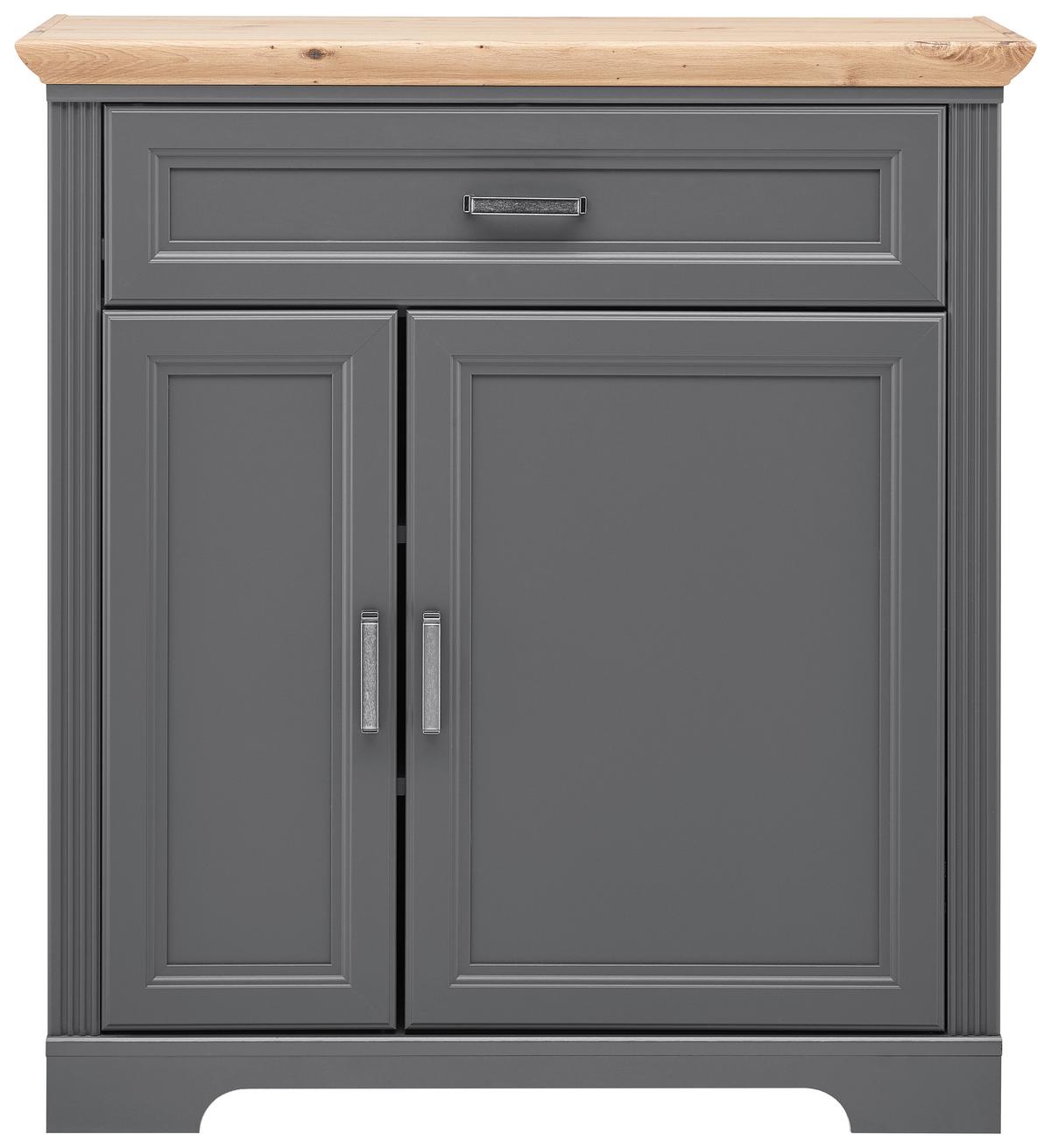 Cipősszekrény Szürke Jasmin - grafitszürke/tölgyfa színű, Romantik / Landhaus, faalapú anyag/fém (93/102/41cm) - Zandiara