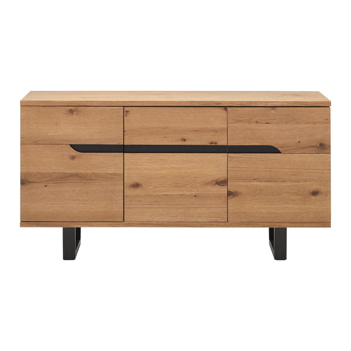 Tálalószekrény Juno - tölgyfa színű, Modern, fa/fém (150/78/47cm) - Bessagi Home