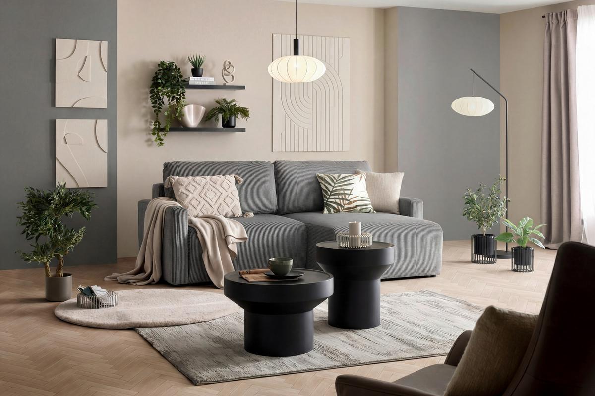 Coltar DAVE -BEST PRICE - gri închis, Modern, textil (227/92/146cm) - Best Price