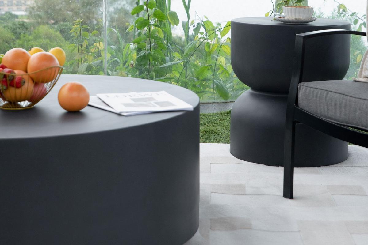 Loungetisch Rome Faserbeton Schwarz - Schwarz, KONVENTIONELL, Stein (86/86/41cm) - Gardenson