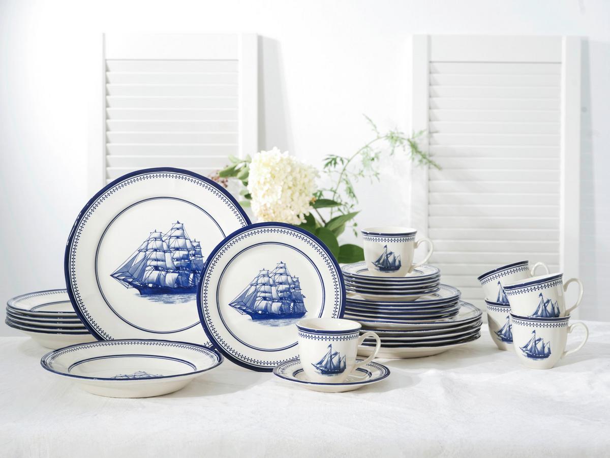 Kombinirani Servis Sailing Ship, 30-Delni - modra/bela, Basics, keramika - Creatable