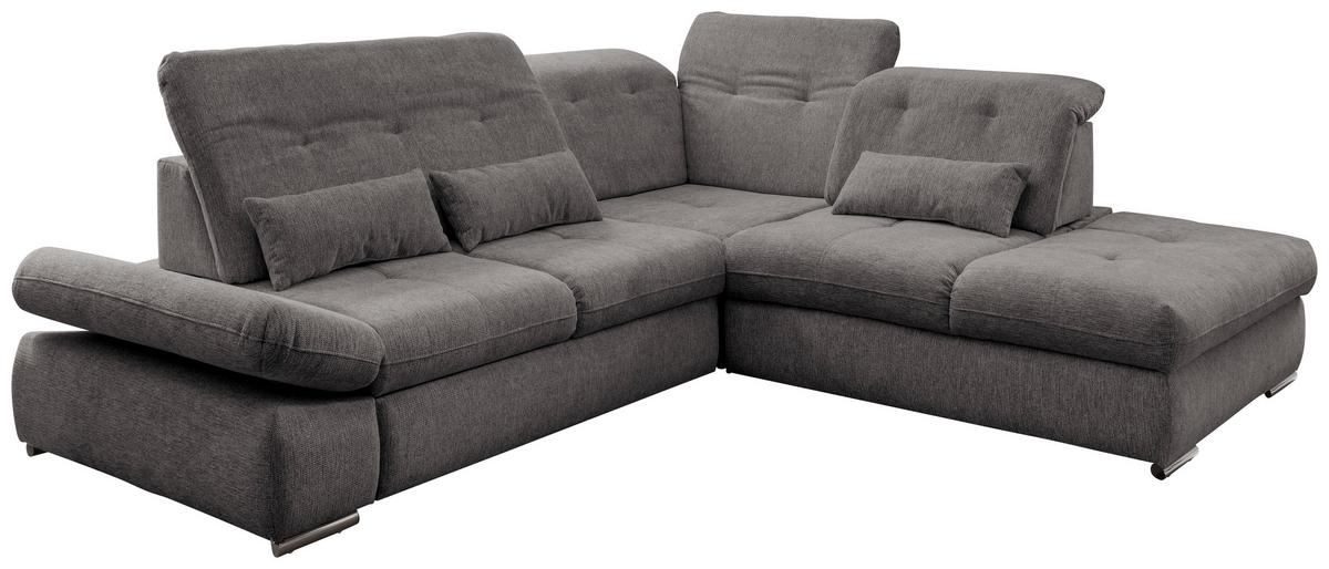 Wohnlandschaft Dalida Braun/Grau Chenille - Chromfarben/Braun, Design, Textil/Metall (280/254cm) - Livetastic