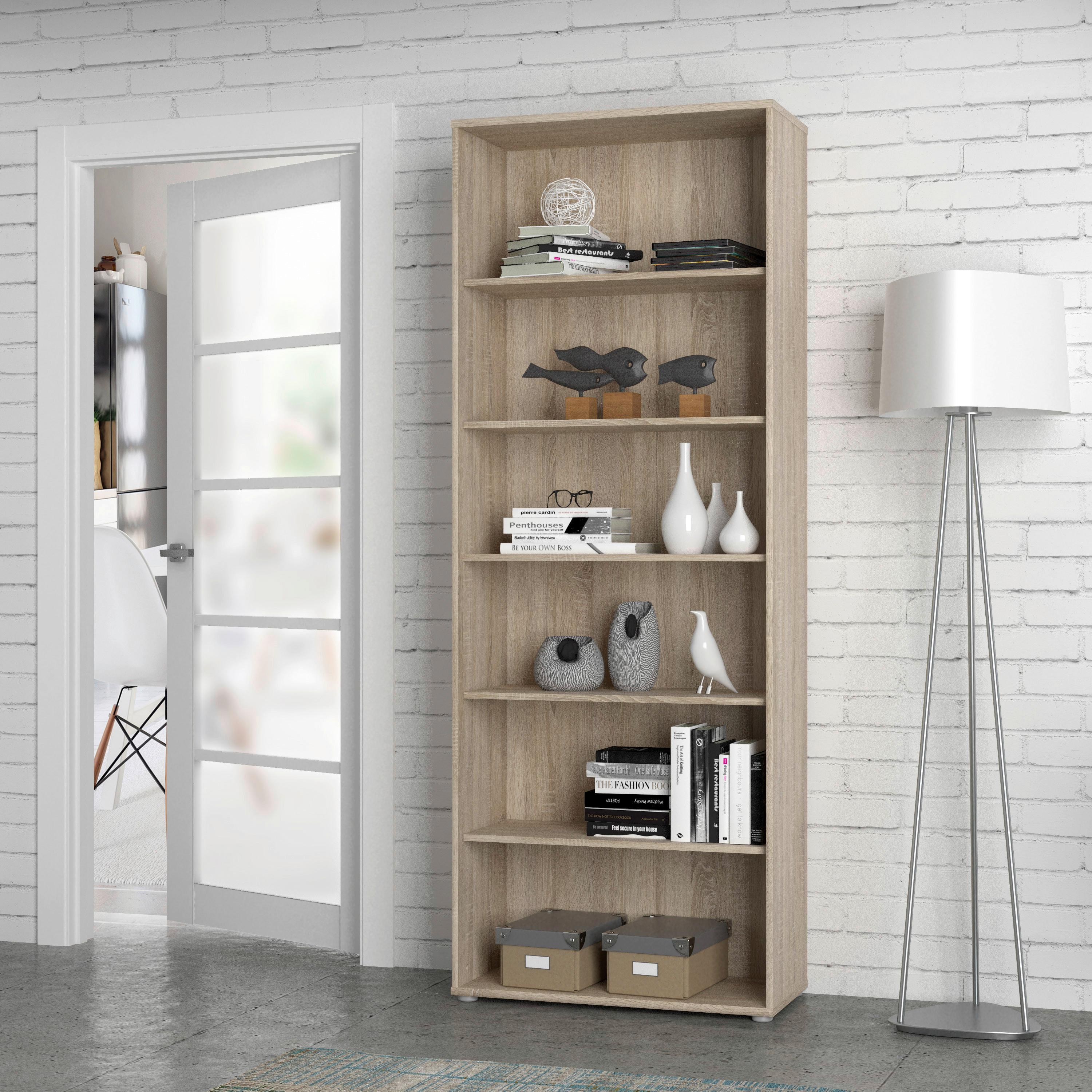 Regal Tempra 2, Barva Hrasta Sonoma - barve aluminija/hrast sonoma, Basics, leseni material (74/198/35cm) - Mömax