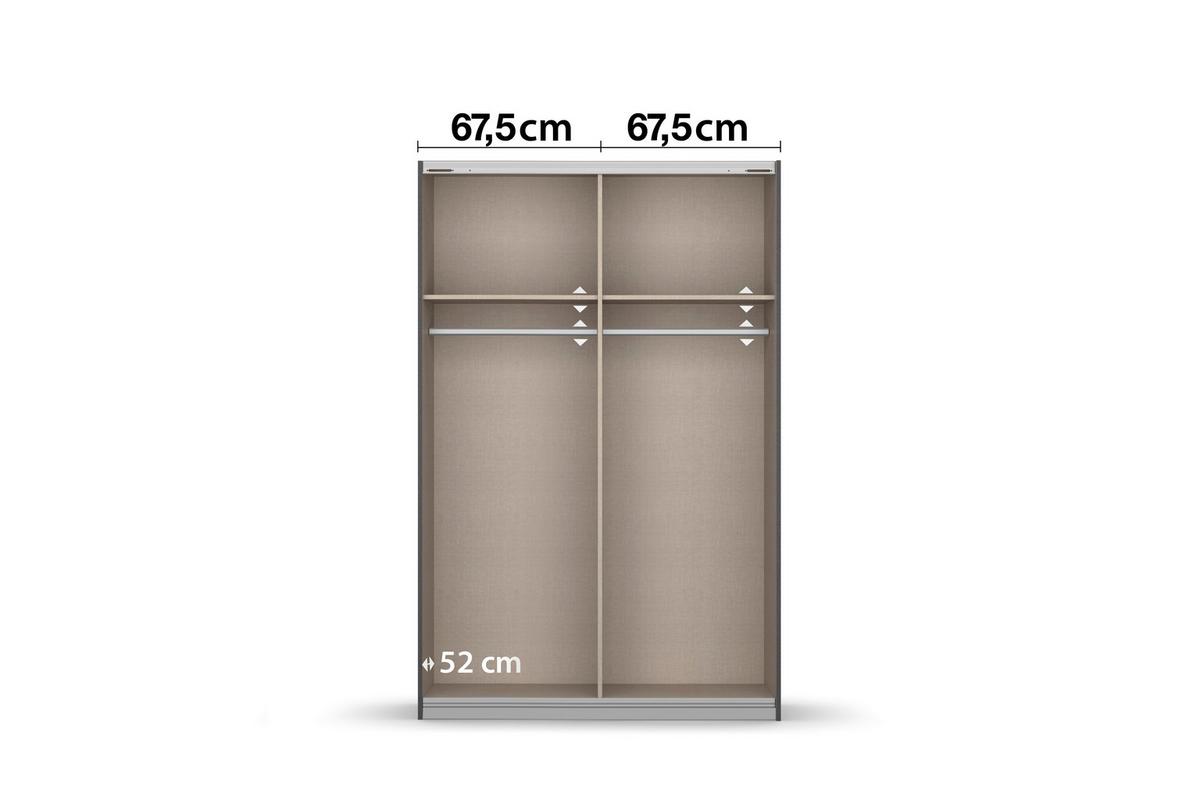 Ormar S Kliznim Vratima Subito - boje grafita/hrast Artisan, Moderno, drvni materijal/metal (136/197/61cm) - Modern Living