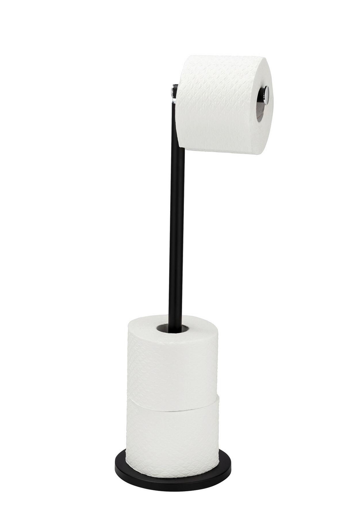 UCHWYT NA PAPIER TOALETOWY STAND TOILETTENPAPIERH 2IN1 - czarny, Konventionell, metal (21/55/17cm) - Wenko