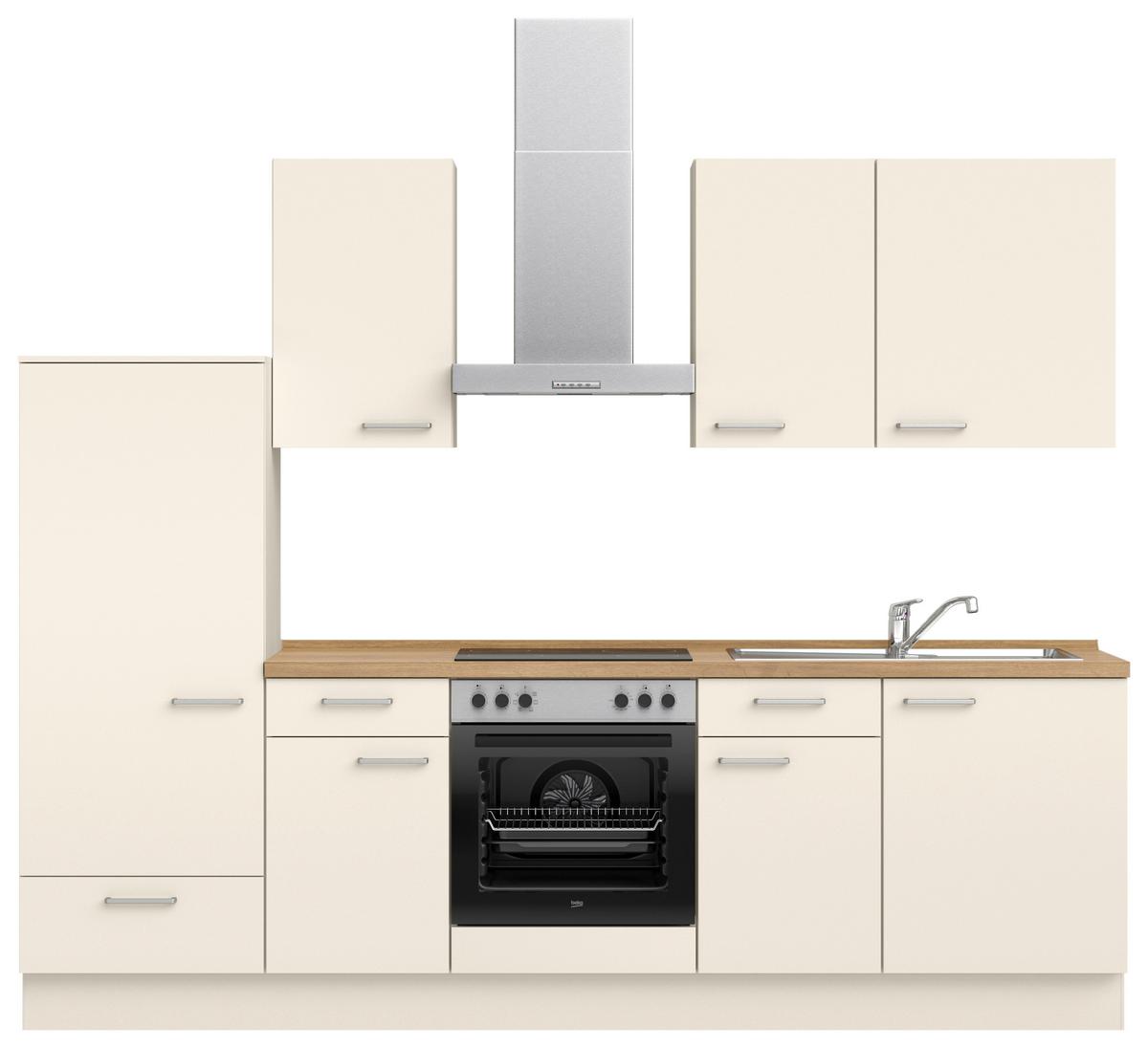 Küchenblock Touch Low m. Geräten Magnolie - Edelstahlfarben/Eichefarben, MODERN, Holzwerkstoff/Metall (270cm) - Nobilia