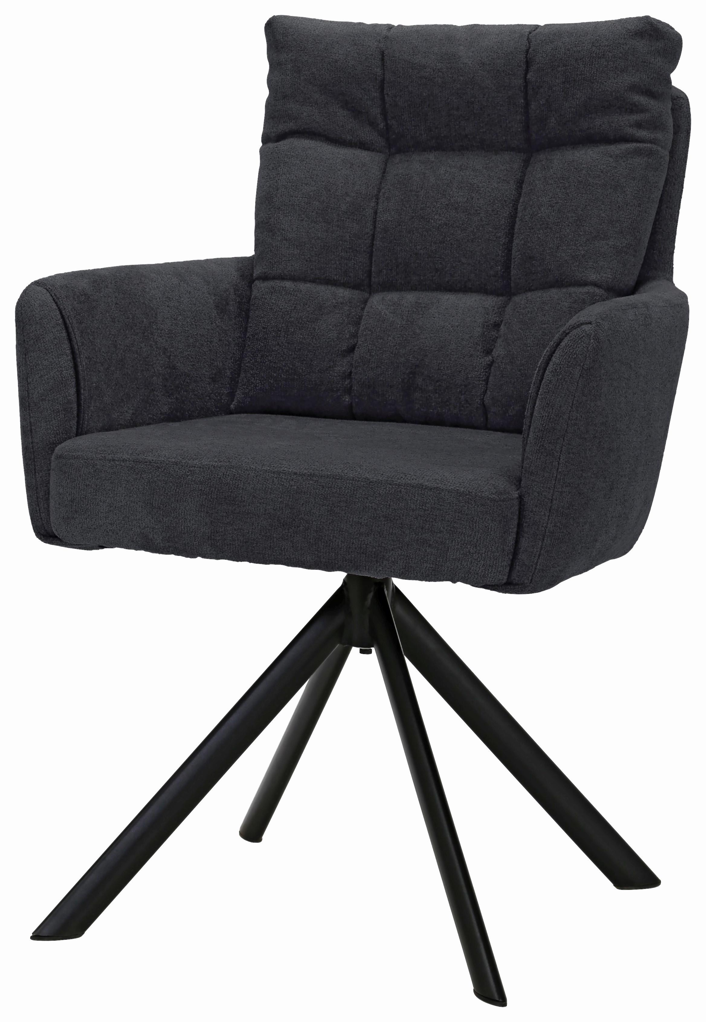 Naslanjač Susan, Črna, Vrtljiv - temno siva/črna, Konvencionalno, kovina/tekstil (59/90/66cm)