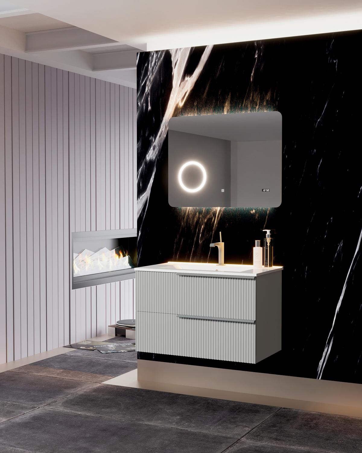 Element S Umivaonikom Sidney - siva/svijetlo siva, Moderno, drvni materijal/metal (81/53/46cm)