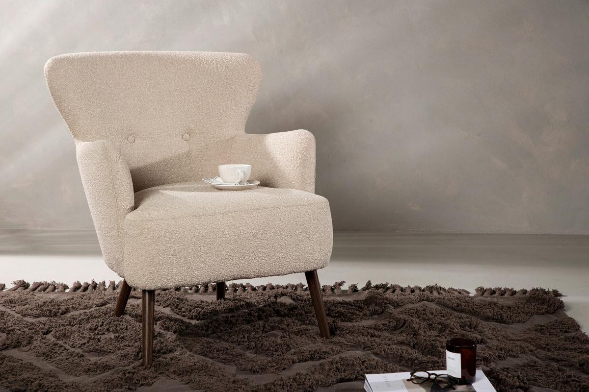 OHRENSESSEL LINCOLN - Beige/Braun, Design, Textil/Metall (76/85/77cm) - Livetastic