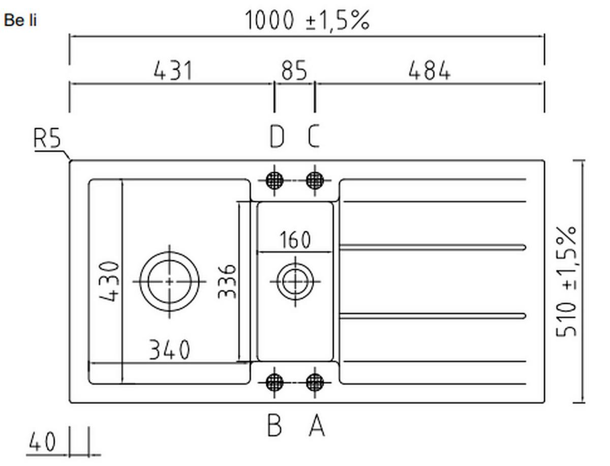 Spüle 50920213 Weiß - Weiß, Keramik (100/51cm) - Systemceram