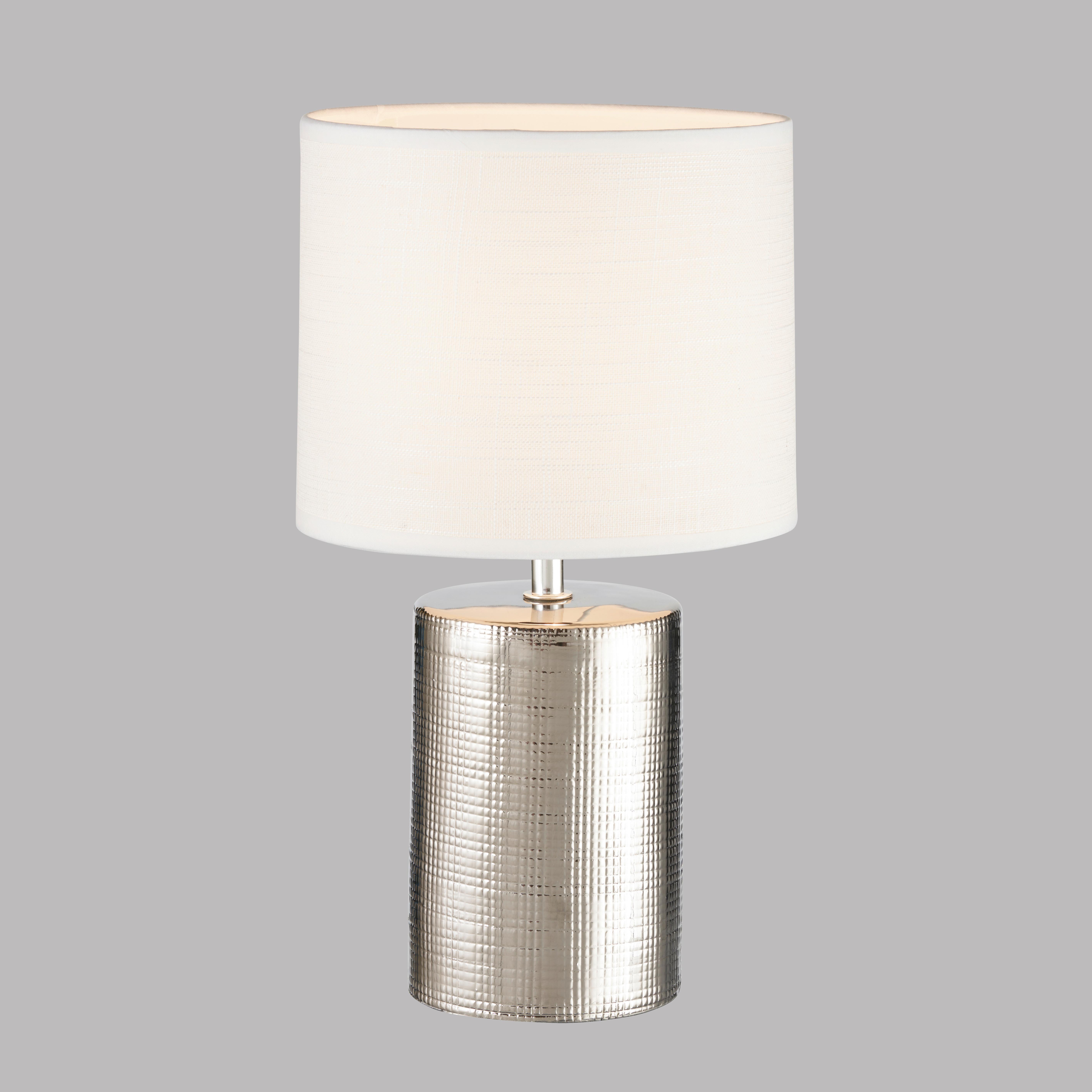 LAMPA STOŁOWA 50662 PRATA - kolor srebrny/biały, Modern, tkanina/ceramika (20/35cm) - Fischer & Honsel