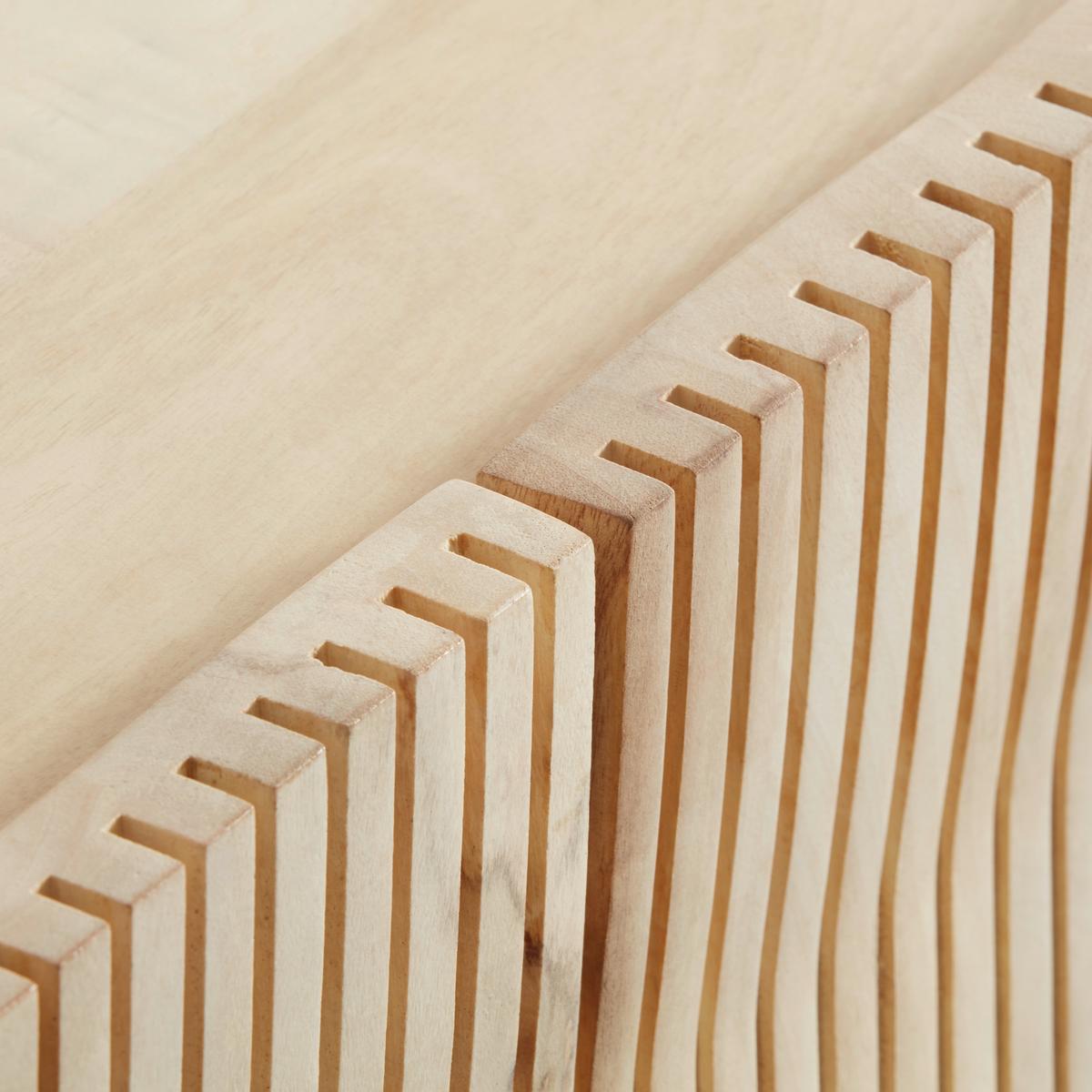 SIDEBOARD WAVE -TREND- - Schwarz/Naturfarben, Modern, Holz/Metall (120/90/40cm) - Premium Living