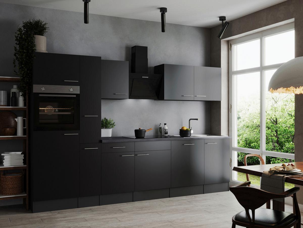 Kuhinjski Blok Z Aparati Oliver, 310cm - srebrne barve/črna, Design, kovina/leseni material (310cm) - Respekta