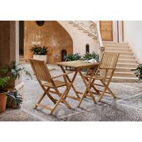 Balkonset 3-tlg. Naturfarben Akazienholz - Naturfarben, Natur, Holz - Gardenson