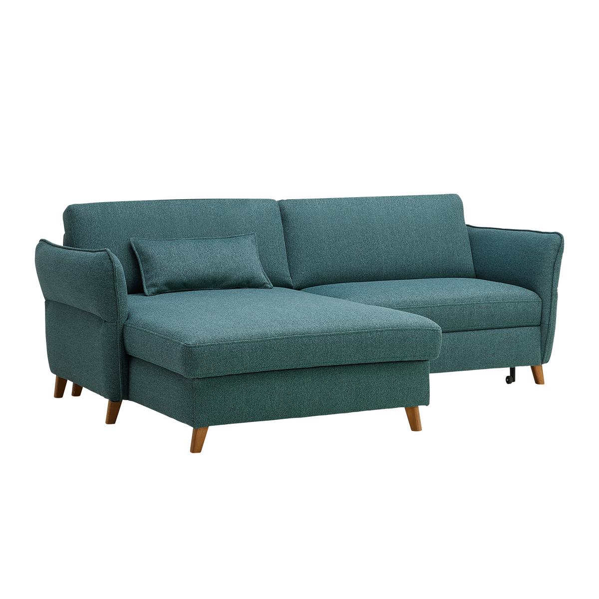 Ecksofa Leaf Grün - Eiche dunkel/Beige, MODERN, Holz (160/85/238cm) - ecoTree