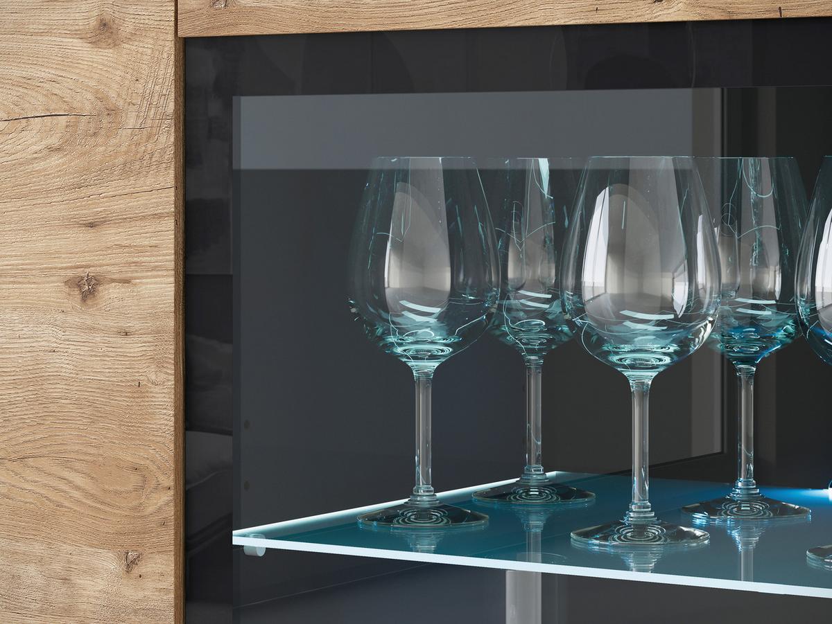 Visoka Komoda Vera 120, Antracit, Barva Hrasta - siva/barva kostanjevega hrasta, Trend, umetna masa/steklo (120/103,3/39,5cm) - P & B