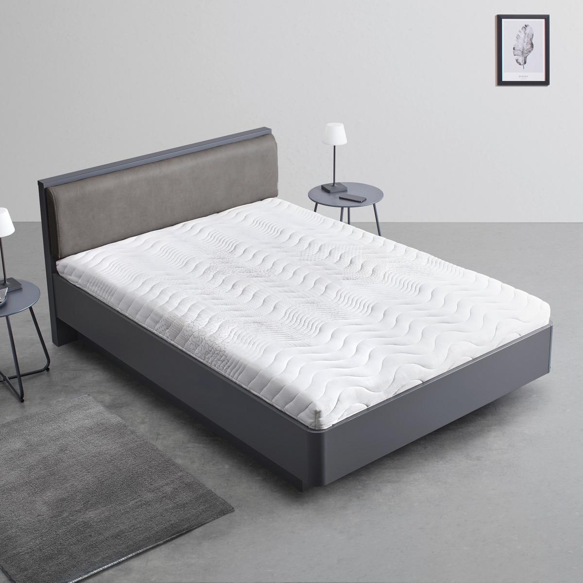 Pat tapițat Mariello 140/200 antracit/maro deschis - antracit/maro deschis, Modern, lemn/textil (140/200cm) - Bessagi Home