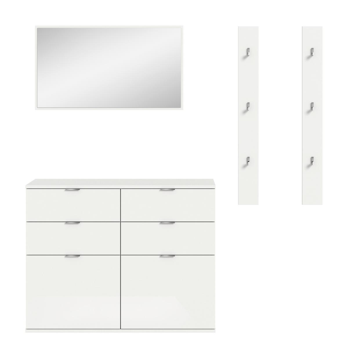 GARDEROBE PROJEKT X - Weiss Hochglanz/Weiss, Design, Holzwerkstoff (171/193/37cm) - Livetastic