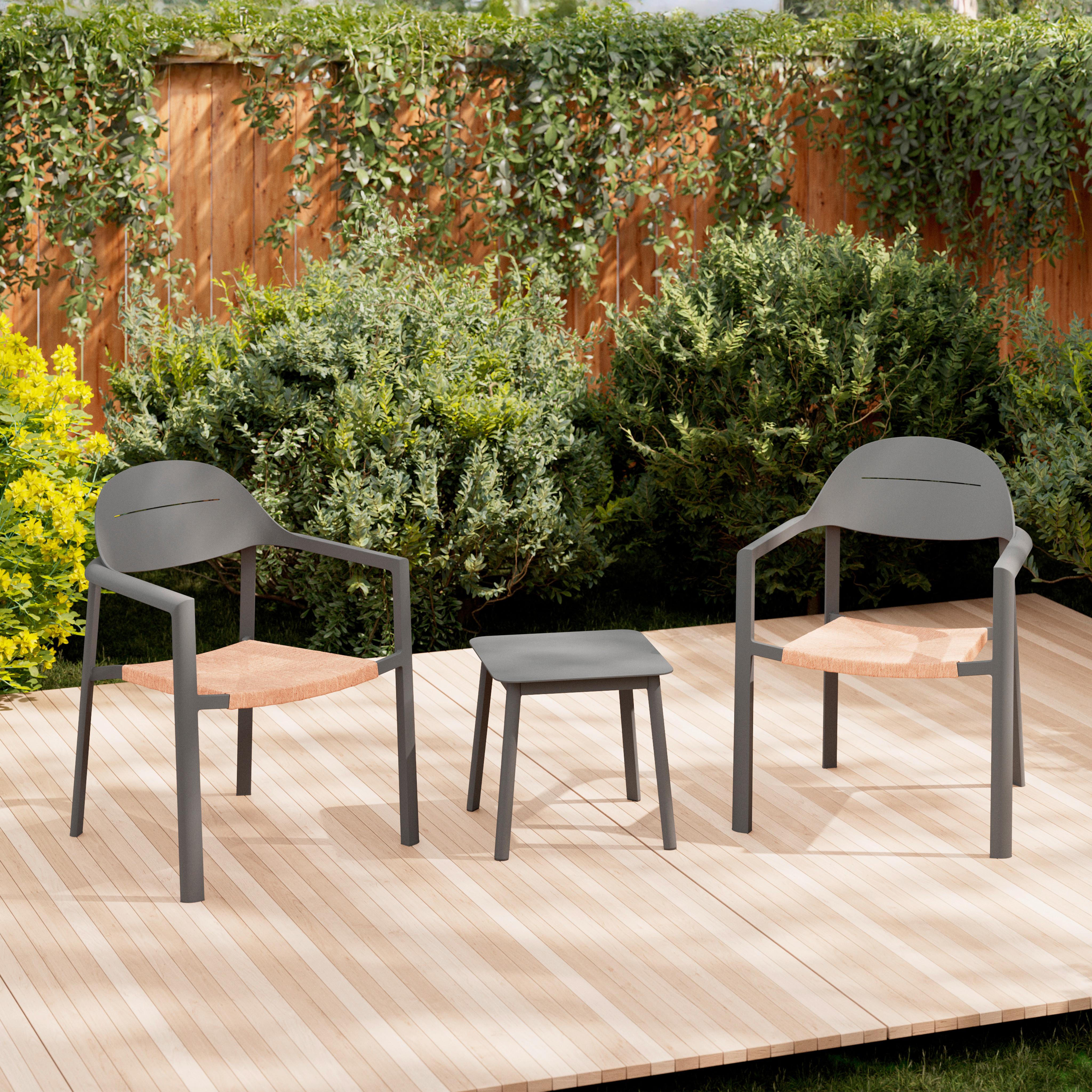 Balkonset Sydney Natur/Dunkelgrau 3-teilig - Dunkelgrau/Naturfarben, MODERN, Kunststoff/Metall (66/68/66cm) - Mömax