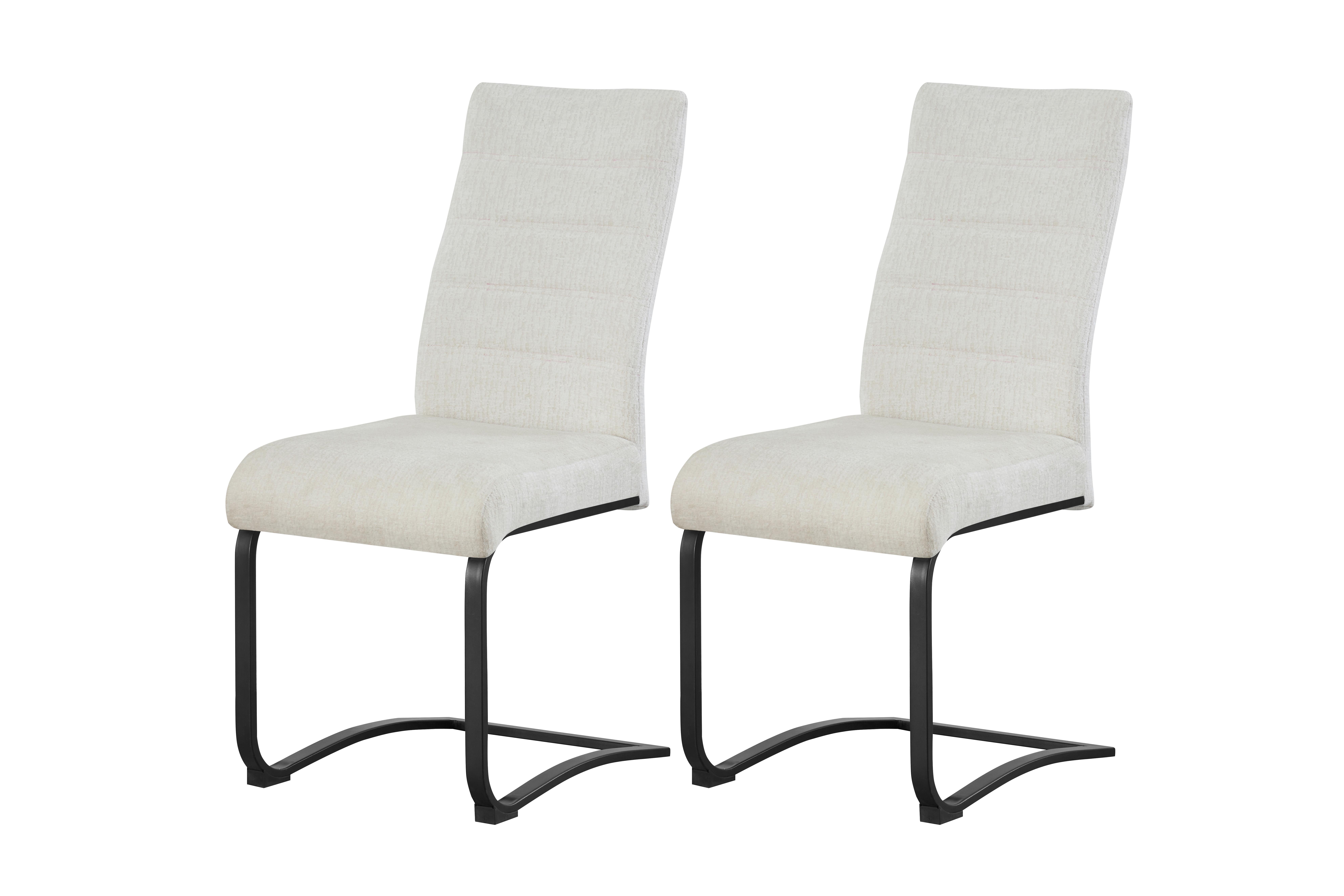 Set Nihajnih Stolov Leni, Krem Barva, 2 Kos - črna/krem barve, Moderno, kovina/tekstil (43/98/59cm) - MID.YOU