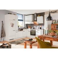 Eckküche inkl. 4 E-Geräte Weiß - Edelstahlfarben/Weiß, KONVENTIONELL, Holzwerkstoff/Metall (265/215cm) - Nobilia