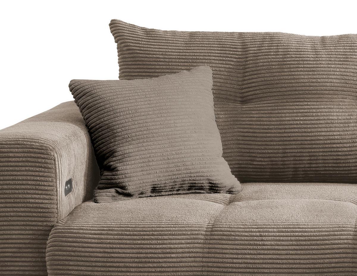 Wohnlandschaft Restato Graubraun Cord - Graubraun/Schwarz, MODERN, Holz/Textil (246/177cm) - MID.YOU