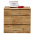 Nachtkästchen Grau/Eichefarben - Eichefarben/Schwarz, KONVENTIONELL, Holzwerkstoff/Metall (58/54/41cm) - Premium Living