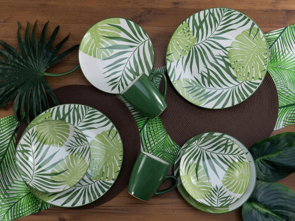 Kombinirani Servis Tropicana Grün, 16-Delni - zelena/bela, Basics, keramika - Creatable