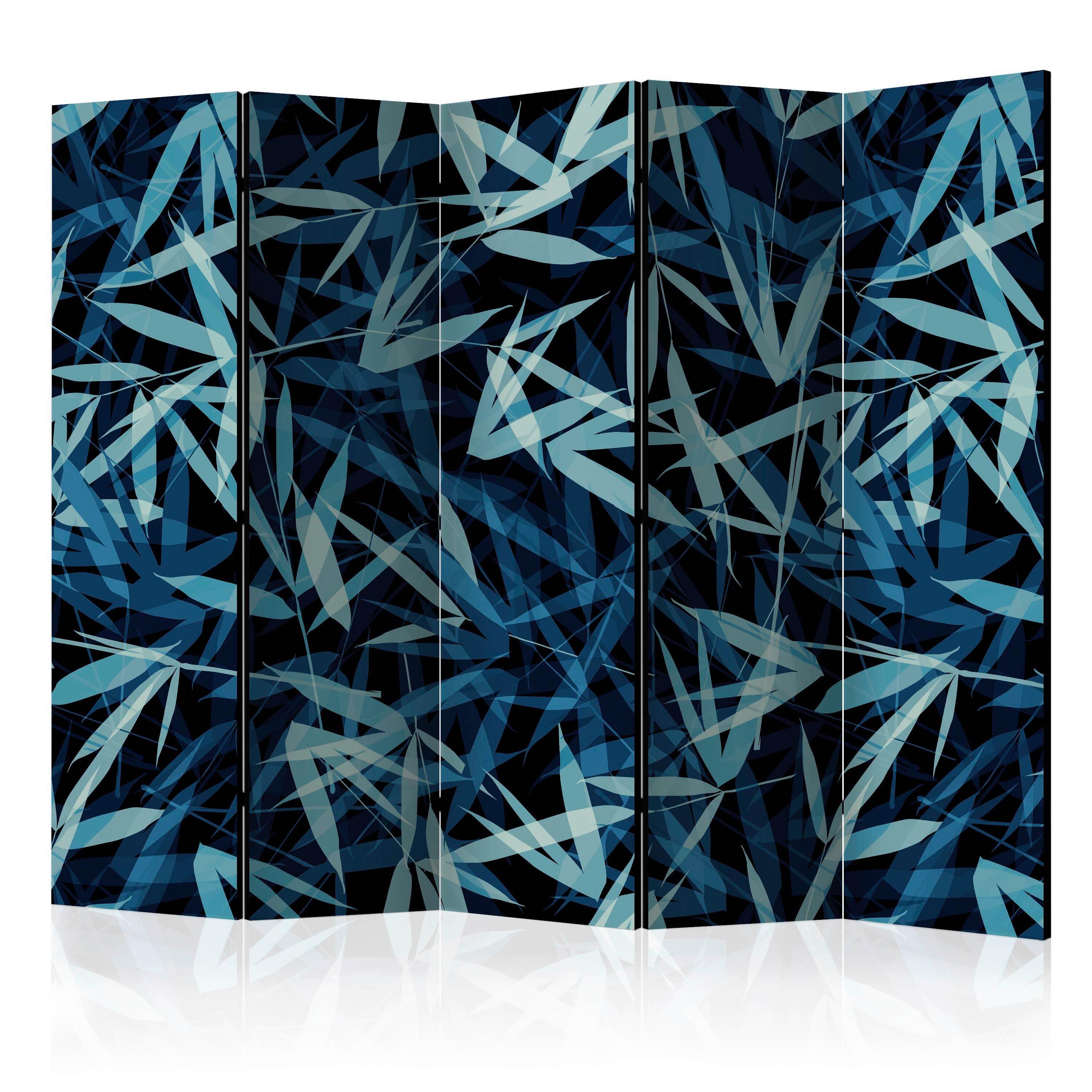 Paravan Wild Nature At Night I, 5-Delni, Dvostranski - modra/metino zelena, Basics, tekstil/les (225/172/3cm) - artgeist
