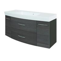 Waschtischkombi Florida Graphitfarben + Überlaufring - Chromfarben/Silbereichenfarben, MODERN, Holzwerkstoff/Metall (120/59/50cm)