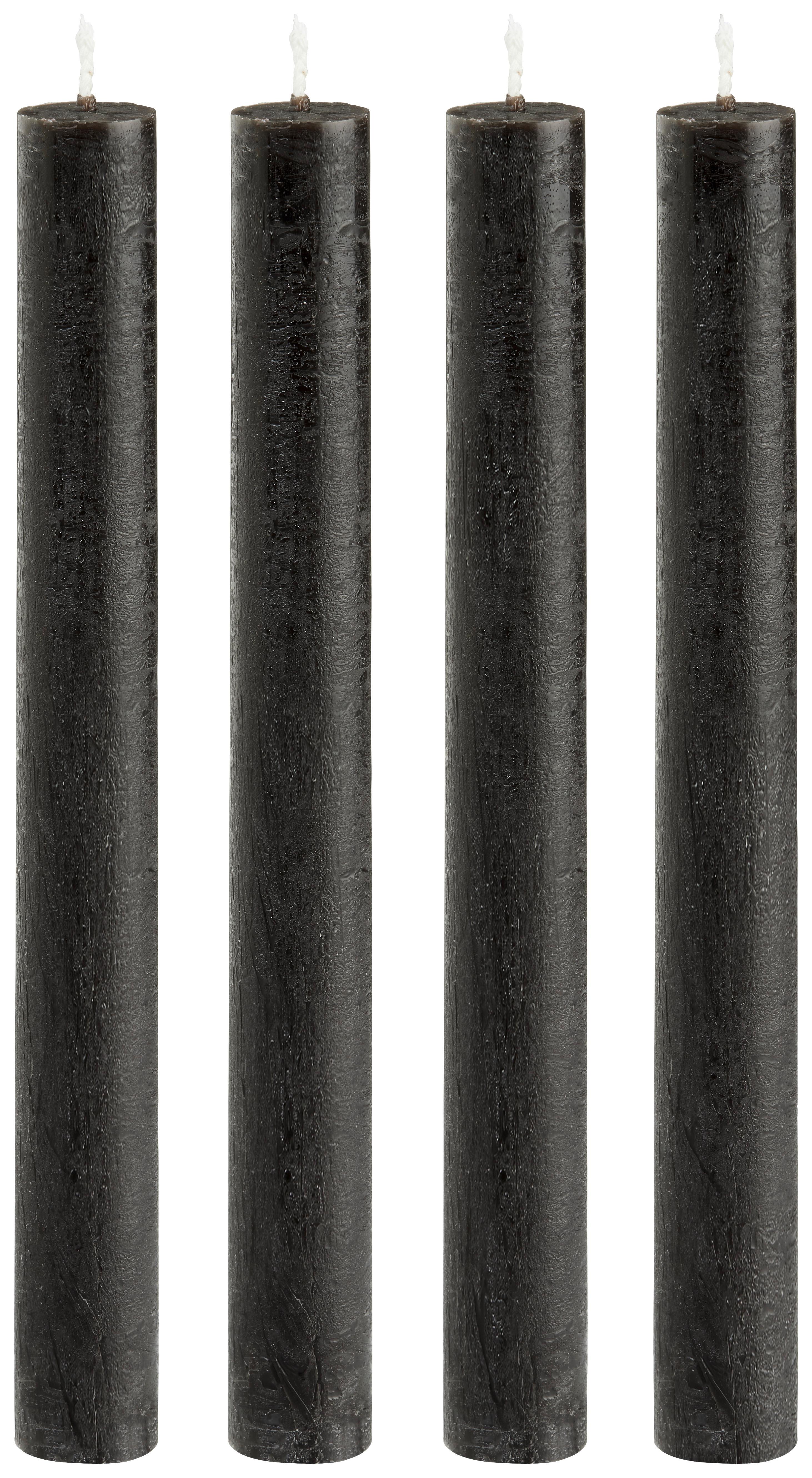 Stabkerze Melia I in Schwarz, 4-teilig - Schwarz, Basics (2/20cm) - Modern Living