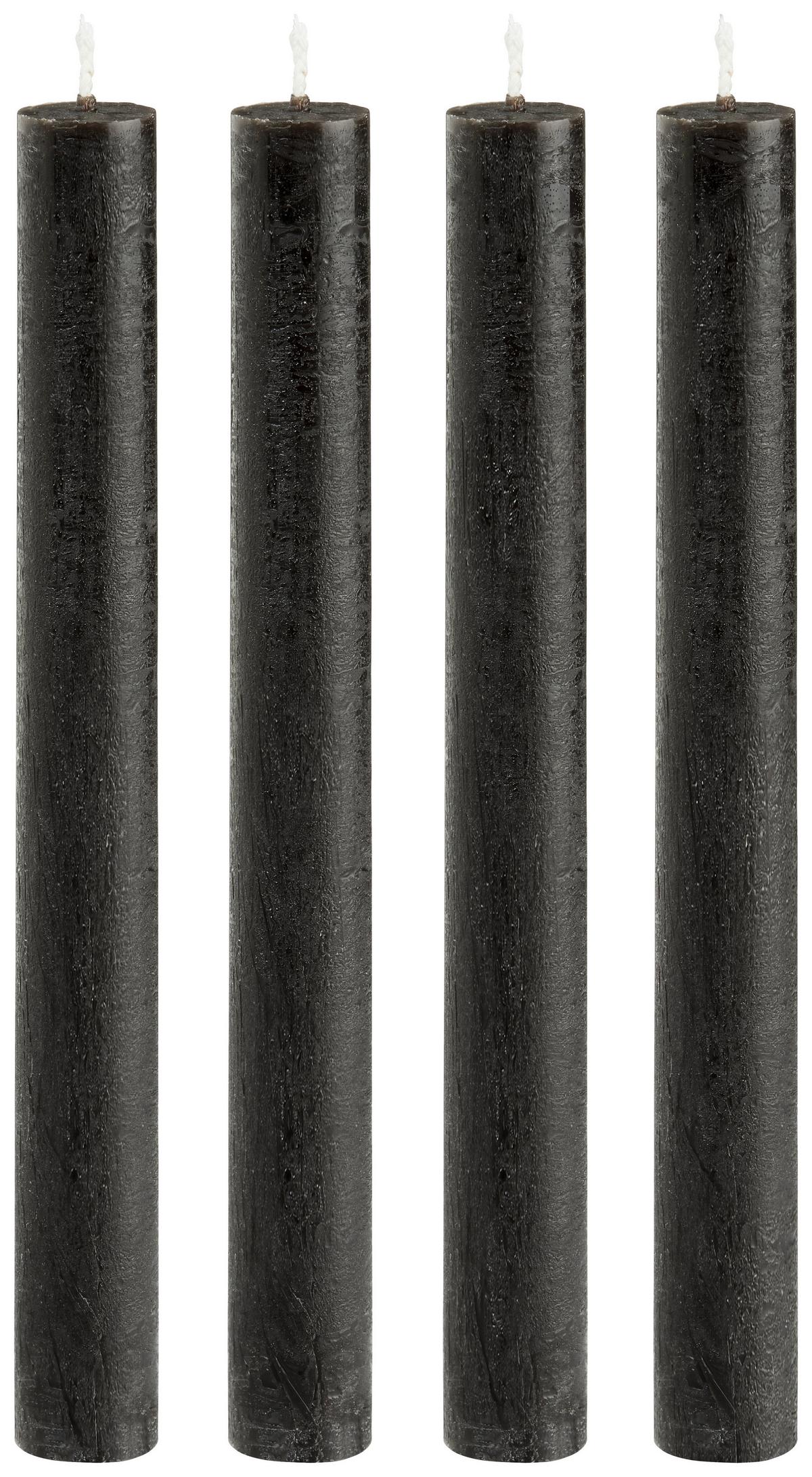 Stabkerze Melia I in Schwarz, 4-teilig - Schwarz, Basics (2/20cm) - Modern Living