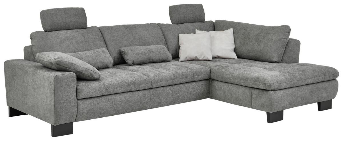 Ecksofa Lando Grau - Schwarz/Grau, MODERN, Textil/Metall (289/84/197cm) - Premium Living