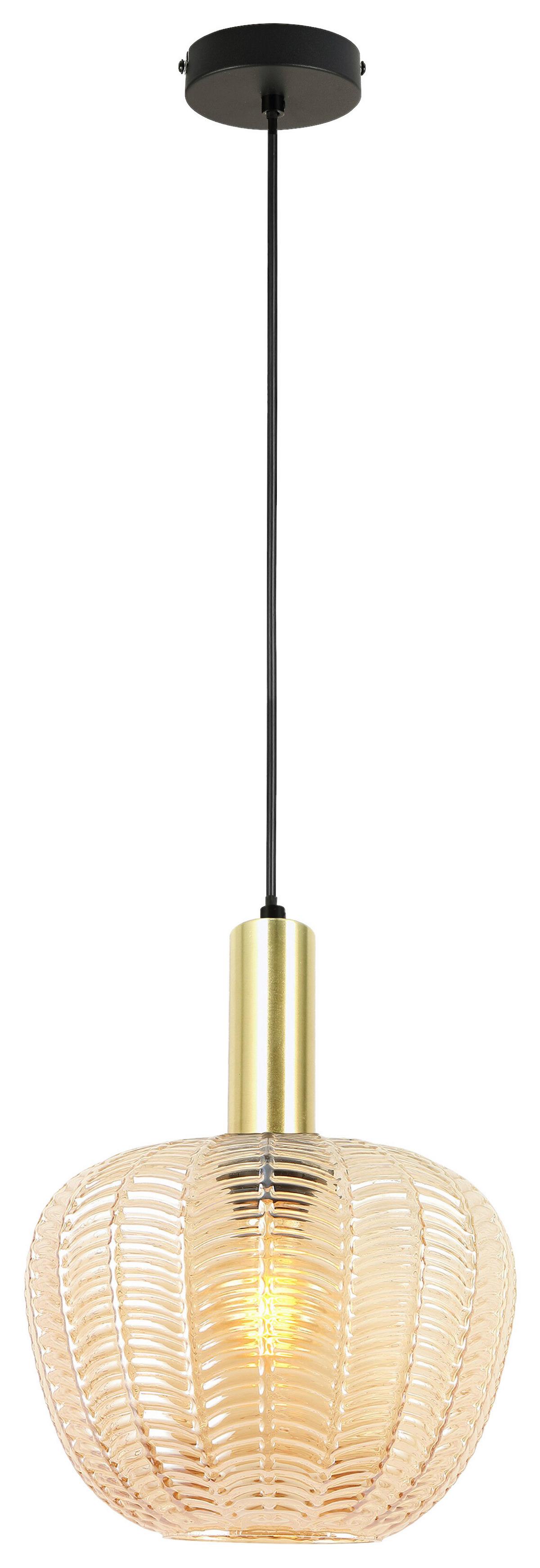 Függőlámpa Emo - fekete/borostyánszínű, Modern, Üveg/fém (23/120cm) - Mömax